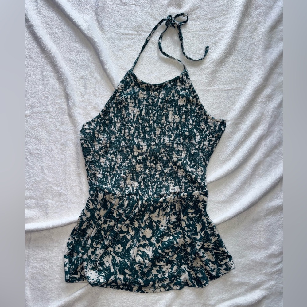 Maurices green and Cream Floral halter Top